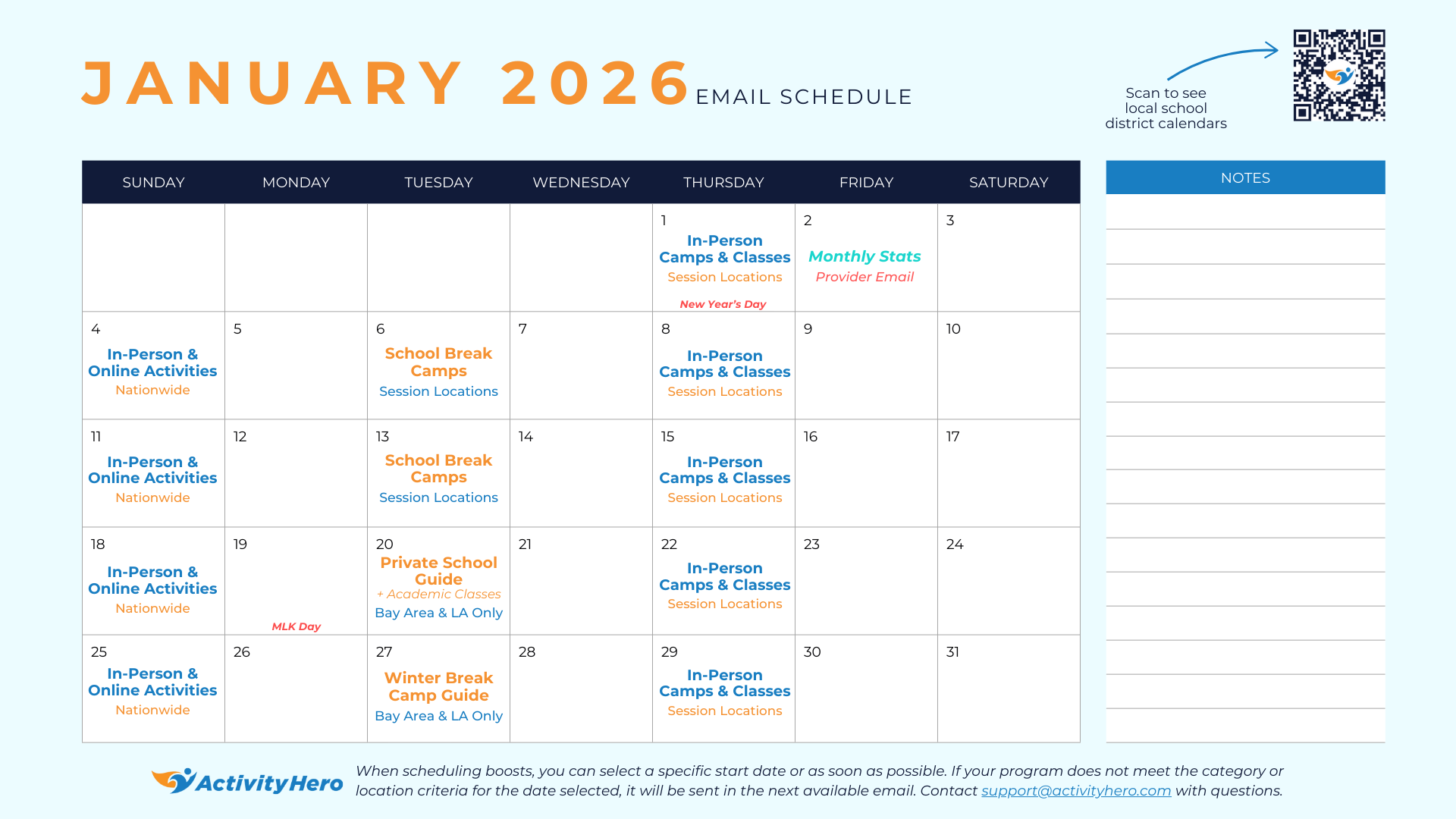 ActivityHero Holiday 2025 marketing calendars