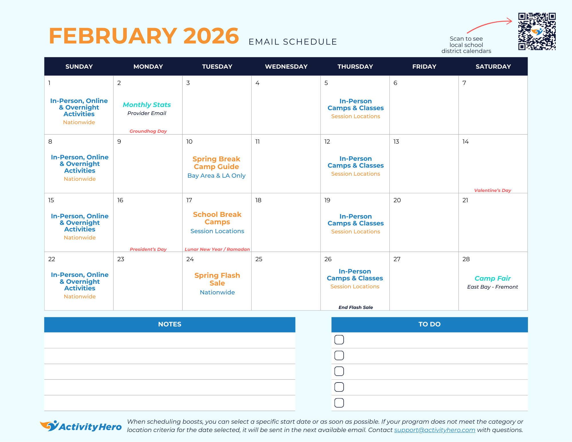 ActivityHero February 2026 calendar ActivityHero February 2026 calendar