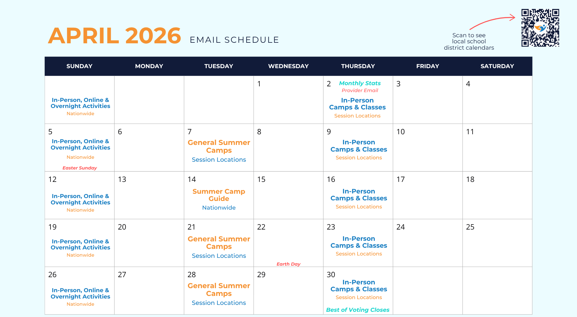 ActivityHero April 2026 calendar